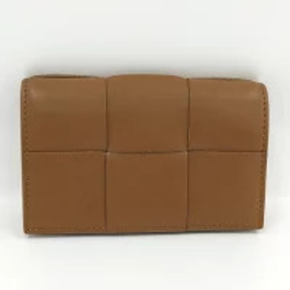 BOTTEGA VENETA Cassette Card Case Wallet Maxi Intrecciato Leather Brown